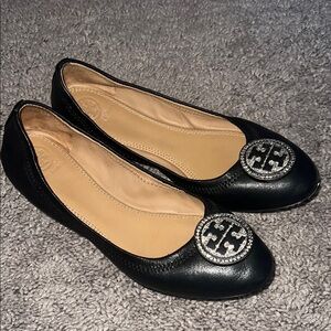 Tory Burch Black Leather Flats